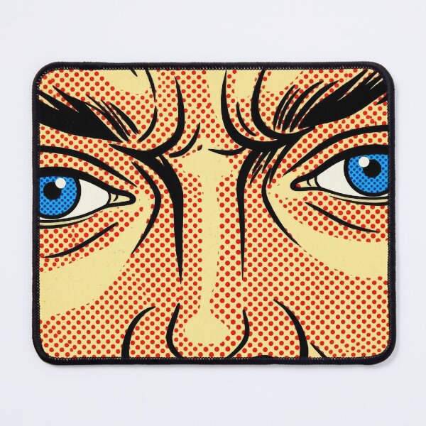 Item preview, Retro Pop Art Comic Face Blue Eyes Red Dot Graphic designed and sold by Terry Bain.