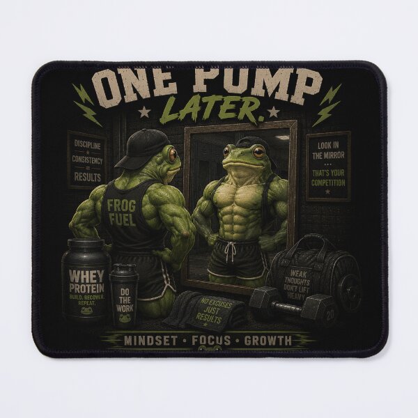 Item preview, One Pump Later Funny Gym Frog Mirror Vintage Fitness Gift designed and sold by Digistore1221.