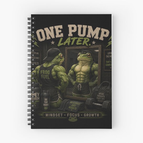 Item preview, One Pump Later Funny Gym Frog Mirror Vintage Fitness Gift designed and sold by Digistore1221.