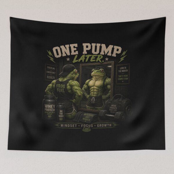Item preview, One Pump Later Funny Gym Frog Mirror Vintage Fitness Gift designed and sold by Digistore1221.