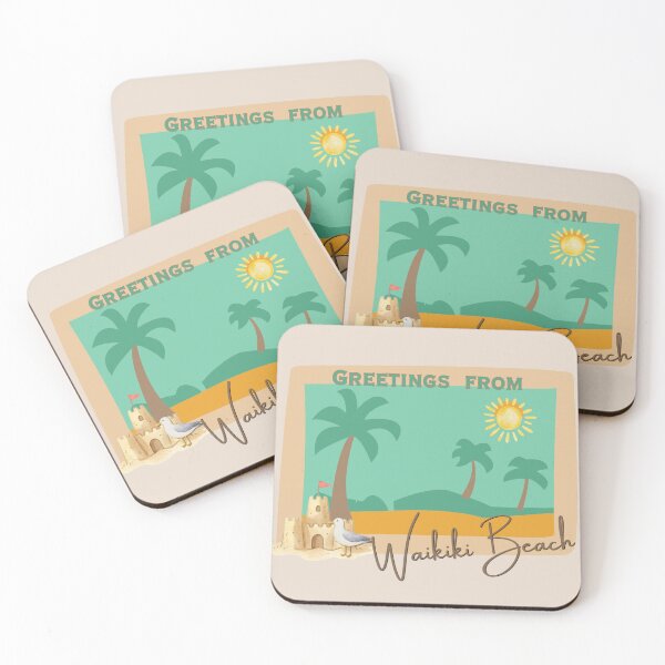 Item preview, Greetings from Waikiki Beach Retro Postcard Design designed and sold by DonnaRaine.