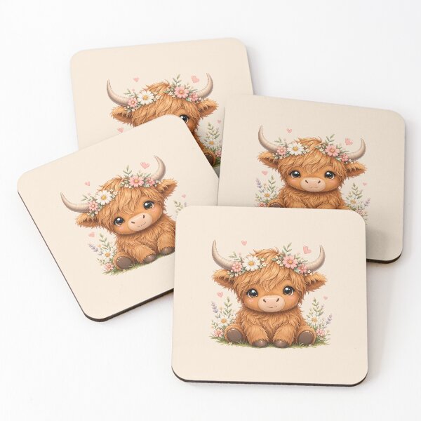 Item preview, Cute Highland Cow Floral designed and sold by HapaHara.