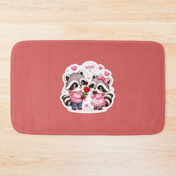 Item preview, Kawaii Raccoon Couple Sticker "XOXO" Valentine's Day Pink designed and sold by Natalia-Vlad.