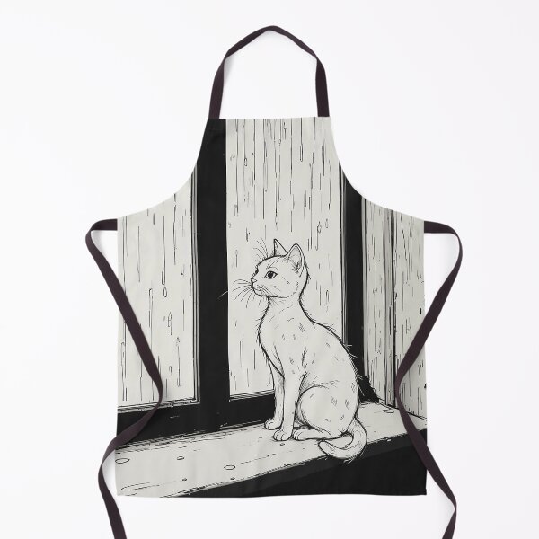 Item preview, Rainy Window Cat Minimalist Line Art | Lonely Kitten Black & White Illustration | Cozy Mood Cat Drawing* designed and sold by PixPixari.