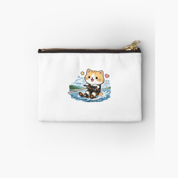 Item preview, Cute Water Skiing Cat Kawaii Ginger Kitty Summer Sports Illustration designed and sold by NoopnyangStudio.