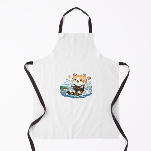 Item preview, Cute Water Skiing Cat Kawaii Ginger Kitty Summer Sports Illustration designed and sold by NoopnyangStudio.