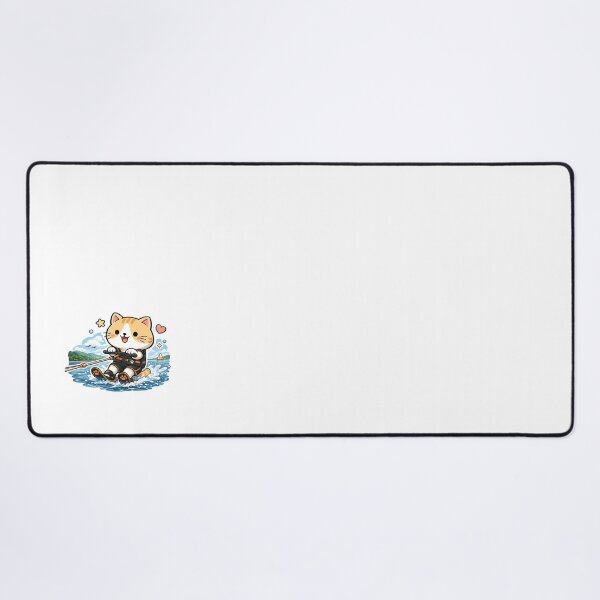 Item preview, Cute Water Skiing Cat Kawaii Ginger Kitty Summer Sports Illustration designed and sold by NoopnyangStudio.
