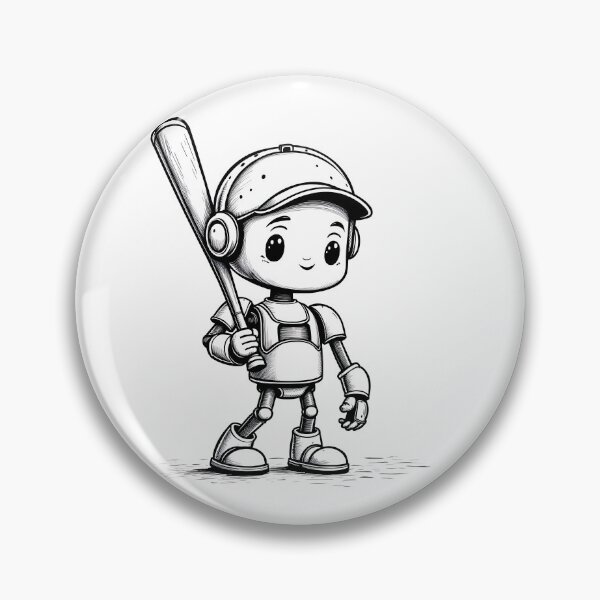 Item preview, Cute Baseball Robot: Kawaii Cartoon Robot Art designed and sold by Rokoyo Prints.