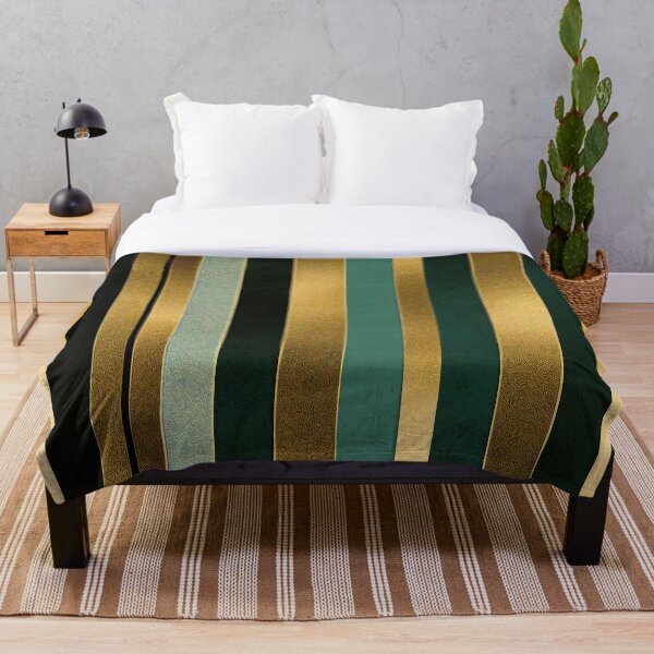Item preview, Art Deco Golden, Teal, And Black Stripes Pattern designed and sold by DEC02.