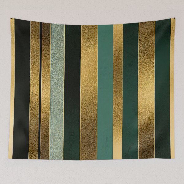 Item preview, Art Deco Golden, Teal, And Black Stripes Pattern designed and sold by DEC02.