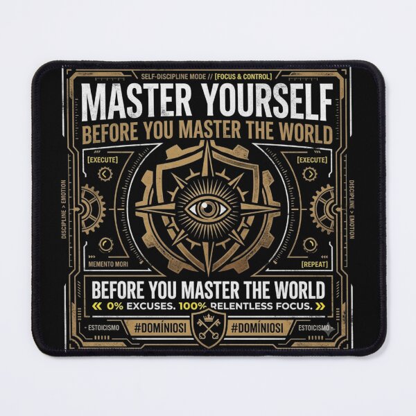 Item preview, MASTER YOURSELF BEFORE YOU MASTER THE WORLD STOIC MOTIVATIONAL GYM STREETWEAR designed and sold by LowBatteryStudio ⭐.