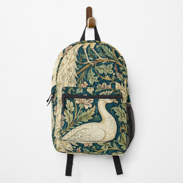 Item preview, William Morris Inspired White Peacocks designed and sold by CottageArtistry.