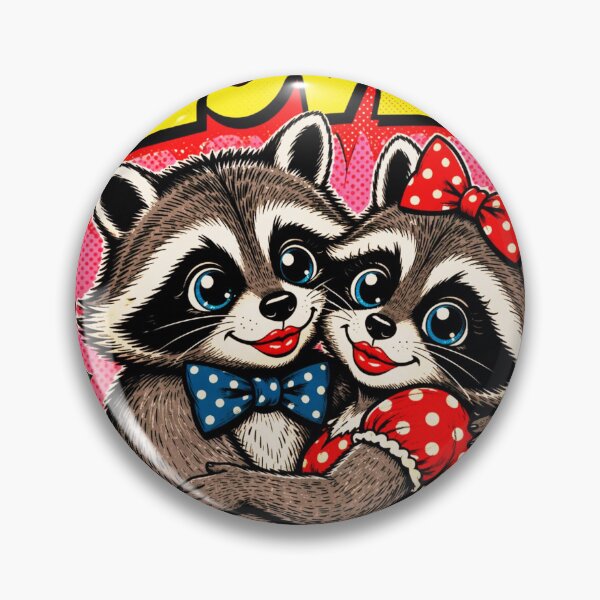 Item preview, Pop Art Couple of Raccoons "LOVE" Retro 1960s designed and sold by Natalia-Vlad.