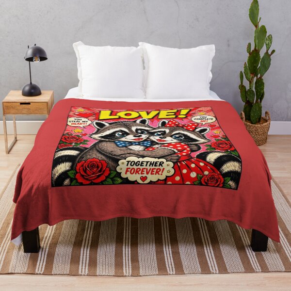 Item preview, Pop Art Couple of Raccoons "LOVE" Retro 1960s designed and sold by Natalia-Vlad.