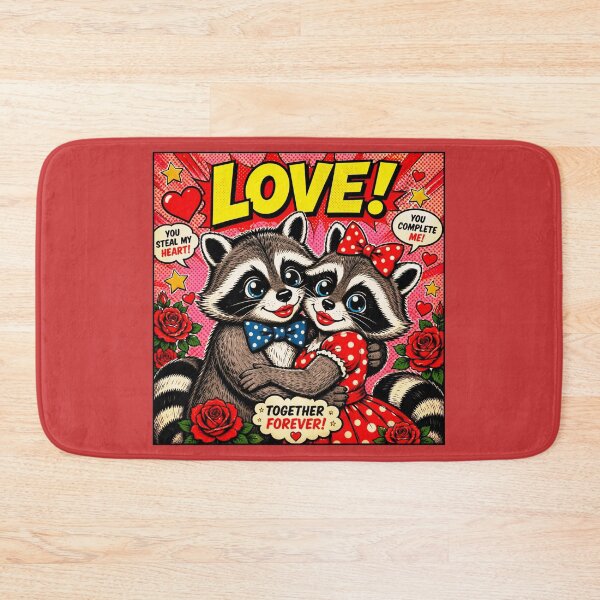 Item preview, Pop Art Couple of Raccoons "LOVE" Retro 1960s designed and sold by Natalia-Vlad.