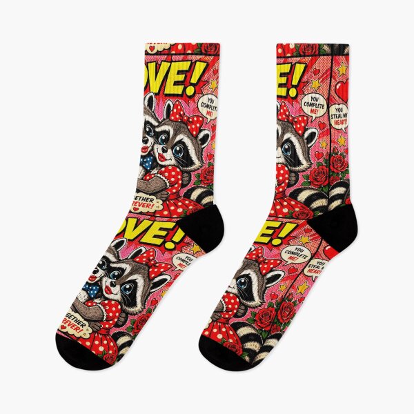 Item preview, Pop Art Couple of Raccoons "LOVE" Retro 1960s designed and sold by Natalia-Vlad.
