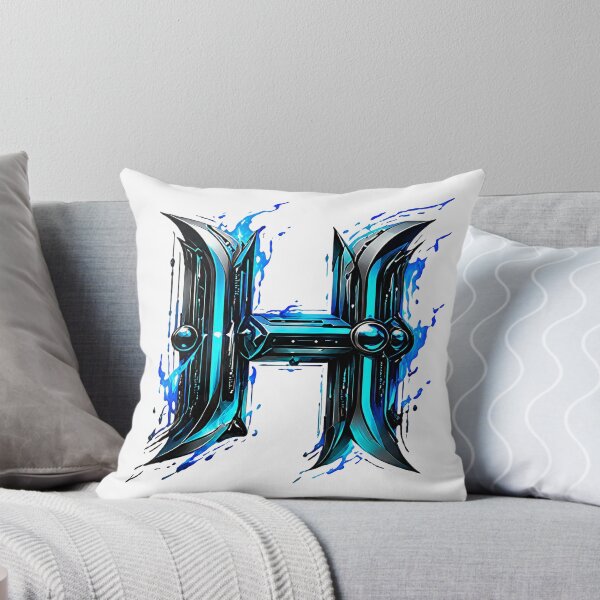 Item preview, AquaFlare Cipher The Teal Inferno Letter H designed and sold by BlissBlvdShop.