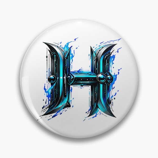 Item preview, AquaFlare Cipher The Teal Inferno Letter H designed and sold by BlissBlvdShop.