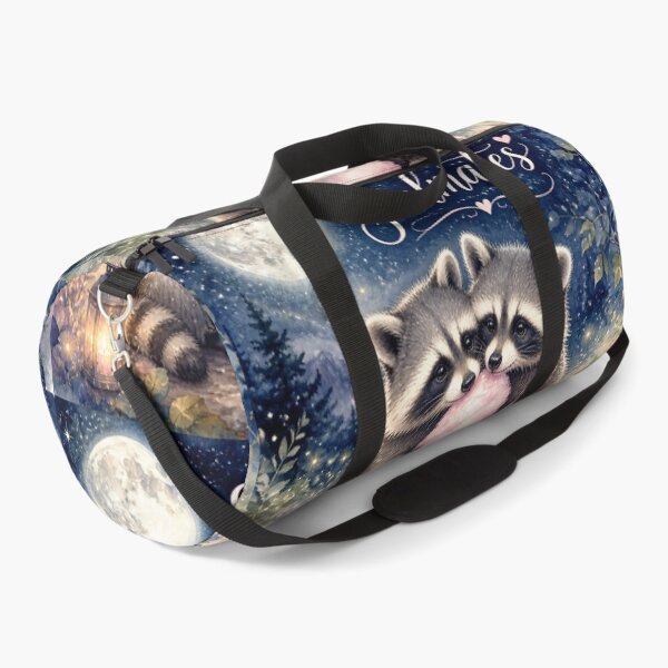 Item preview, Watercolor painting of a pair of raccoons, "Soulmates," with a moon and cotton candy designed and sold by Natalia-Vlad.