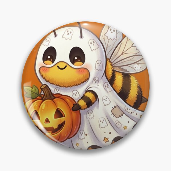 Item preview, Cute Spooky Bee in Ghost Costume with Pumpkin Halloween designed and sold by Moonlight Studio.