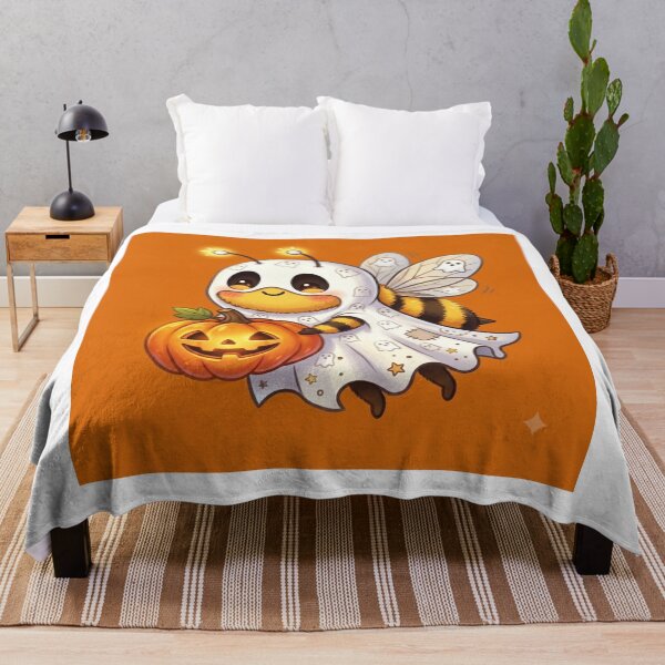 Item preview, Cute Spooky Bee in Ghost Costume with Pumpkin Halloween designed and sold by Moonlight Studio.