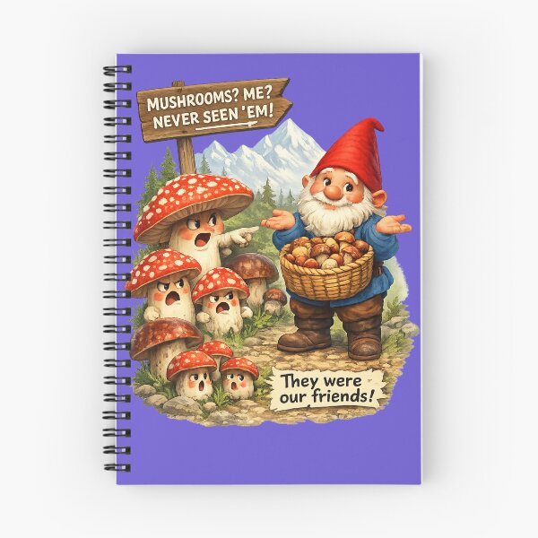 Item preview, Funny Mushroom Gnome – "Mushrooms? Me? Never Seen 'Em!" | Woodland Fantasy Humor designed and sold by Alpine-Ink.