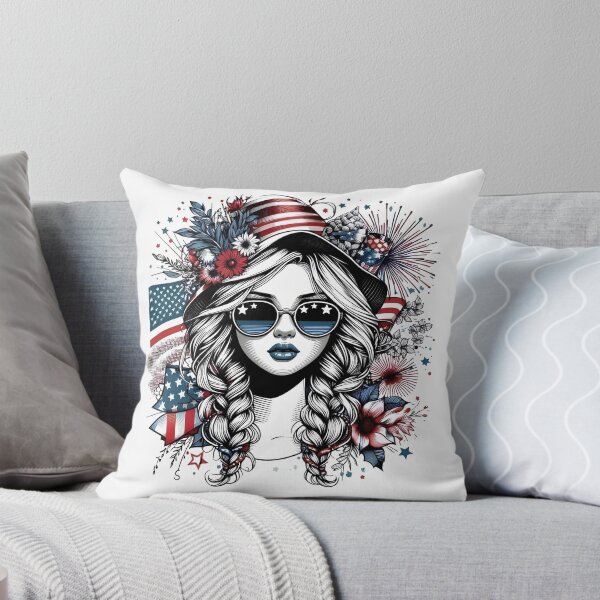 Item preview, Patriotic American Girl T-Shirt | Fourth of July Retro USA Graphic Tee designed and sold by Ahmed-G-Designs.