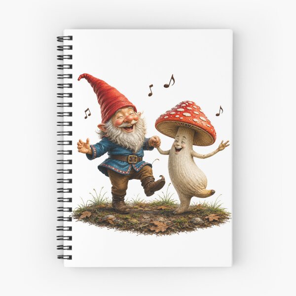 Item preview, Happy Gnome Dancing with Smiling Mushroom | Whimsical Forest Fantasy  designed and sold by Alpine-Ink.