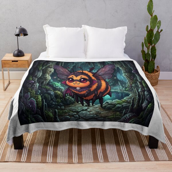 Item preview, Cute Vampire Bee in Spooky Cave Illustration designed and sold by Moonlight Studio.