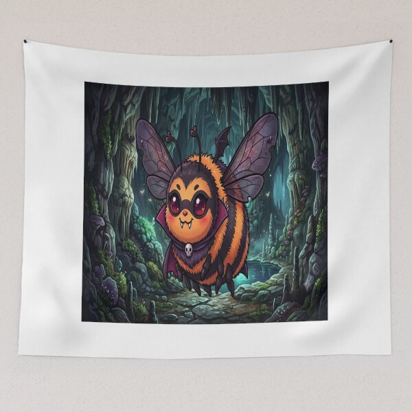 Item preview, Cute Vampire Bee in Spooky Cave Illustration designed and sold by Moonlight Studio.