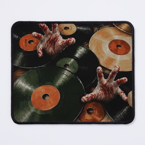 Item preview, Hands Buried Beneath Vintage Music Labels in an Expressive Mixed Media Collage designed and sold by ArtsyGlaze.