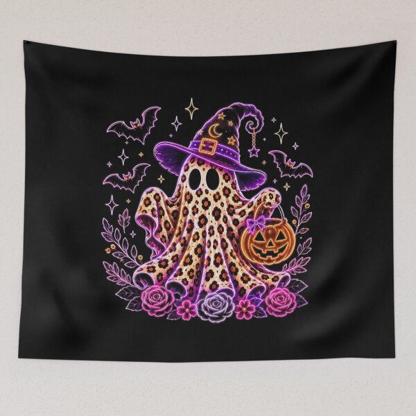 Item preview, Coquette Leopard Ghost, Cute Halloween Ghost, Witch Hat Pumpkin Bucket Design, Preppy Spooky Season, Trendy Fall designed and sold by DesignDenDo ⭐⭐⭐⭐⭐.