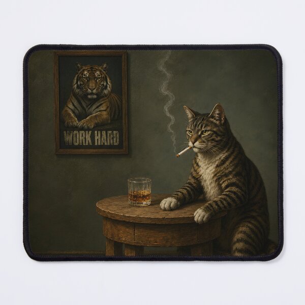 Item preview, Funny Sad Cat with a Motivational Twist in a Moody Surreal Illustration designed and sold by ArtsyGlaze.