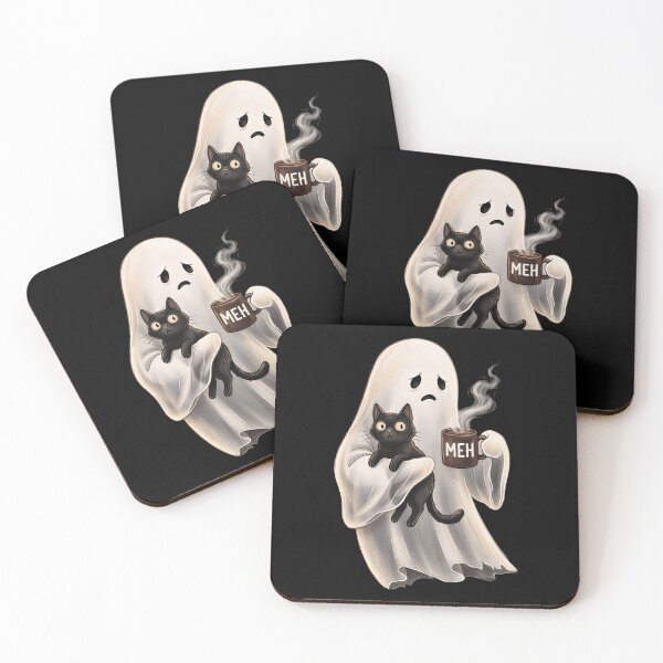 Item preview, Funny Boojee Ghost Holding Black Cat Cozy Hot Latte designed and sold by gear-posters.