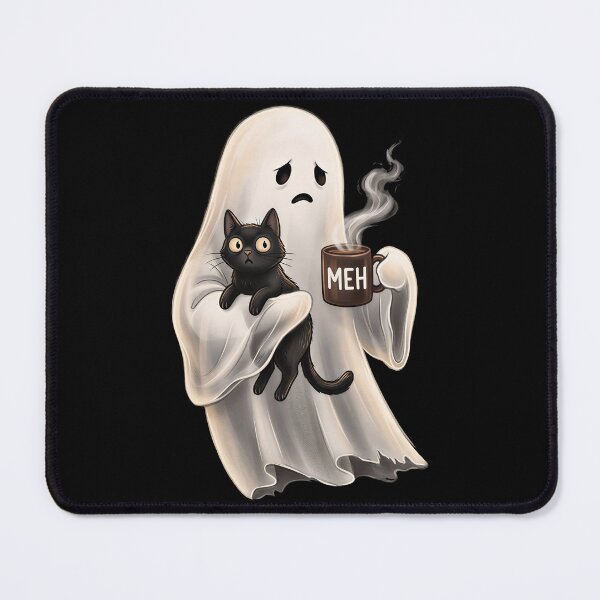 Item preview, Funny Boojee Ghost Holding Black Cat Cozy Hot Latte designed and sold by gear-posters.