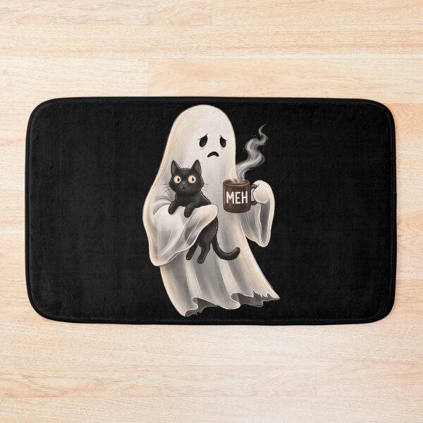 Item preview, Funny Boojee Ghost Holding Black Cat Cozy Hot Latte designed and sold by gear-posters.