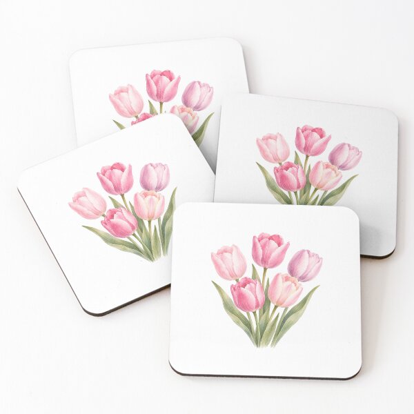 Item preview, Watercolor Pink Tulips Flower Botanical Illustration | Spring Floral Art designed and sold by Ethereal-Rain.