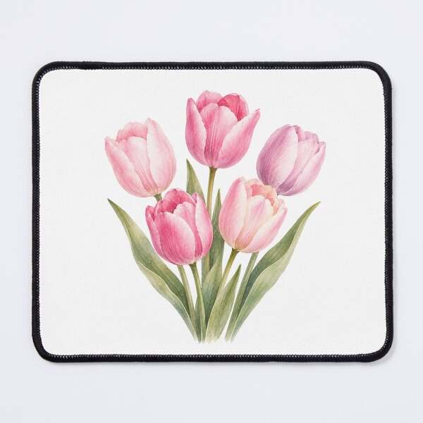 Item preview, Watercolor Pink Tulips Flower Botanical Illustration | Spring Floral Art designed and sold by Ethereal-Rain.