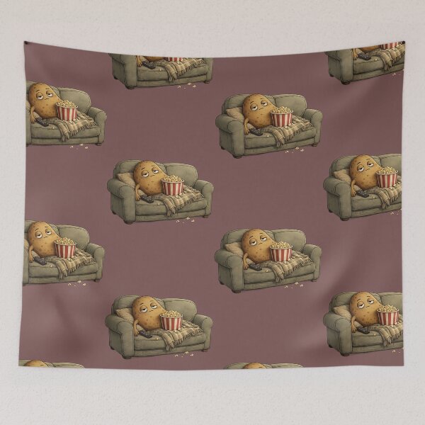 Item preview, Lazy Couch Potato Cartoon | Cute Sleepy Potato Relaxing on Sofa with Popcorn | Funny Introvert Design designed and sold by Ginastle26.