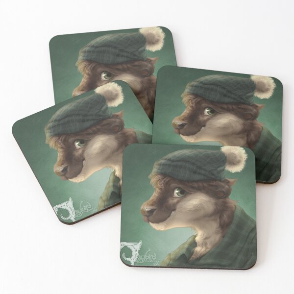 Item preview, Furry Otter Portrait (green background) designed and sold by JaybirdArtCreations.