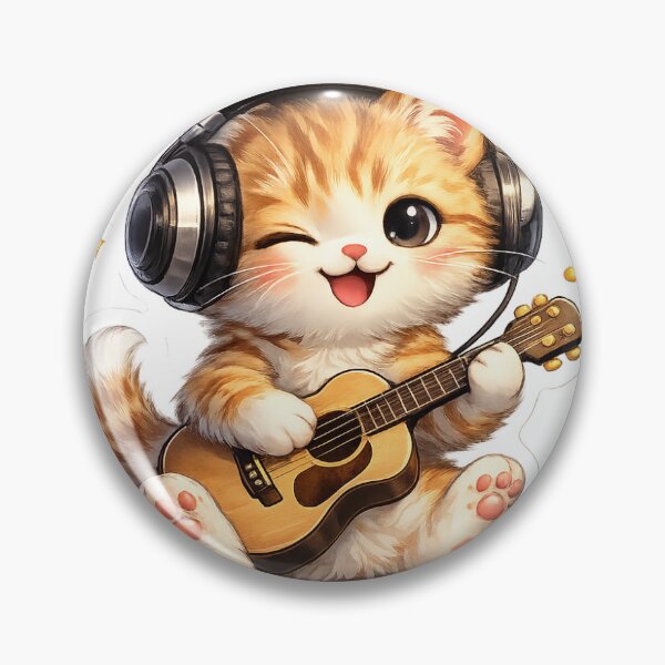 Item preview, Cute Guitar Kitten Kawaii Music Cat Illustration designed and sold by ArtPrintPov.