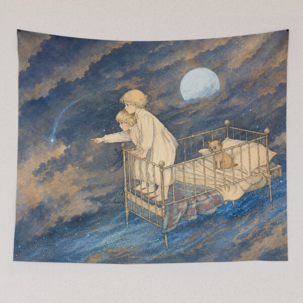 Item preview, Art Nouveau Illustration Dreamy Children Moon Scene for Fantasy Art Lovers designed and sold by RickE.