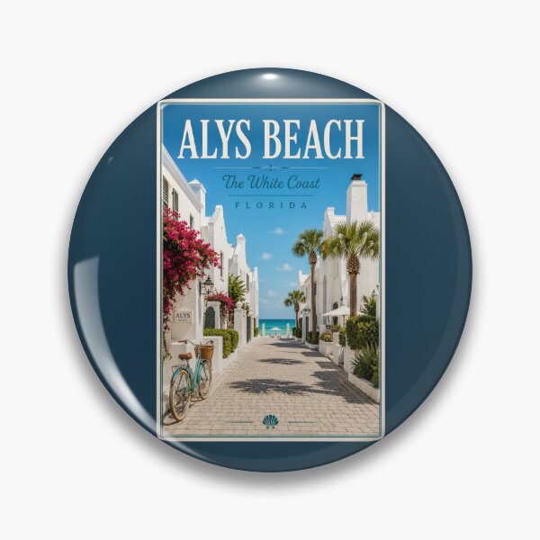 Item preview, Alys Beach | The White Coast Vintage Travel Poster | Florida 30A designed and sold by piketo.