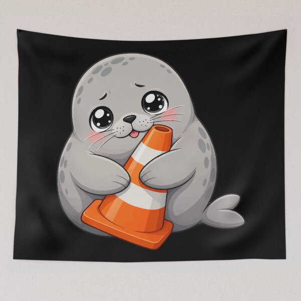 Item preview, Neil the Seal Cute Seal Hugging Traffic Cone - Funny Animal Lover Gift designed and sold by Uglyandcute.