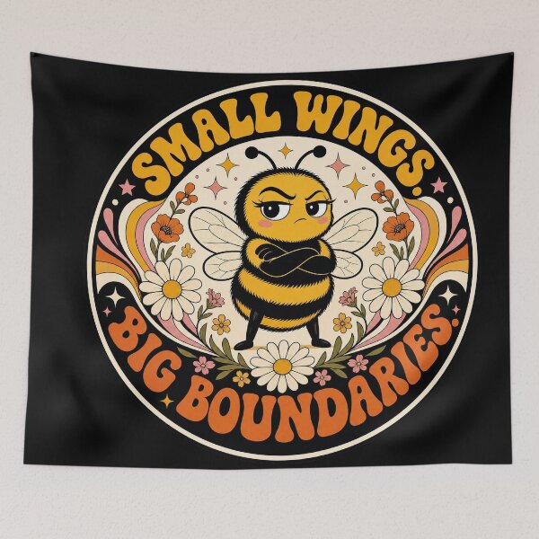 Item preview, Small Wings Big Boundaries - Sassy Retro Bee designed and sold by Graphic Vibe Designs.