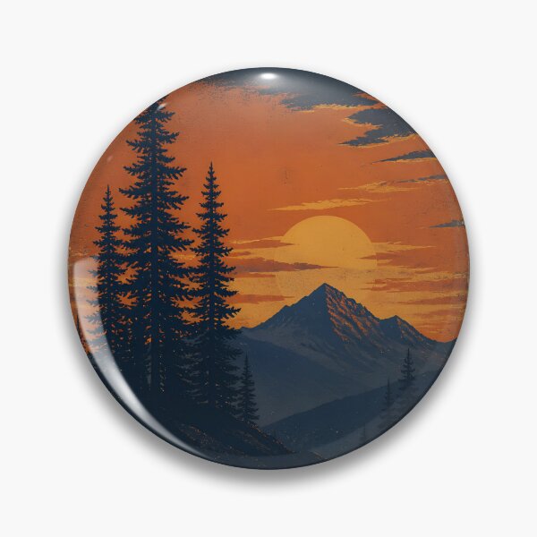 Item preview, Serene Twilight Mountain Forest Vintage Print designed and sold by LABERTINY VINTAGE.