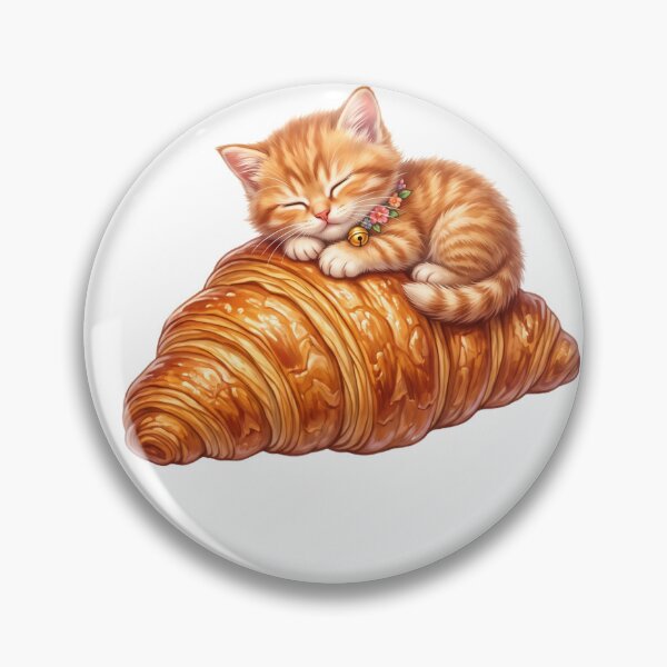 Item preview, Kitten sleeping on croissant designed and sold by kidoramagic.