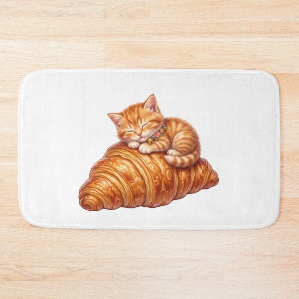 Item preview, Kitten sleeping on croissant designed and sold by kidoramagic.