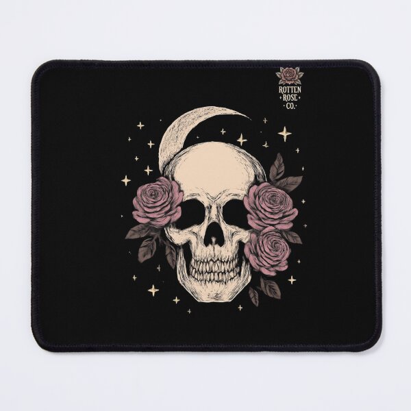 Item preview, Vintage Gothic Skull Roses and Crescent Moon Artwork designed and sold by RottenRoseCo..