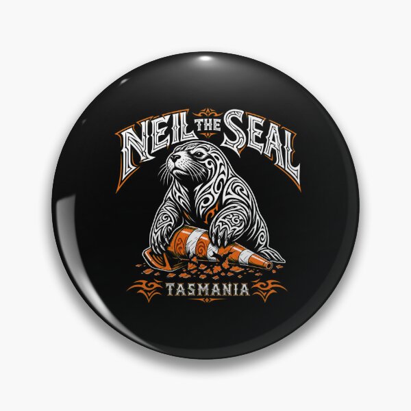 Item preview, Neil the Seal Tribal Tattoo Tasmania Funny Meme Black T-Shirt designed and sold by Uglyandcute.